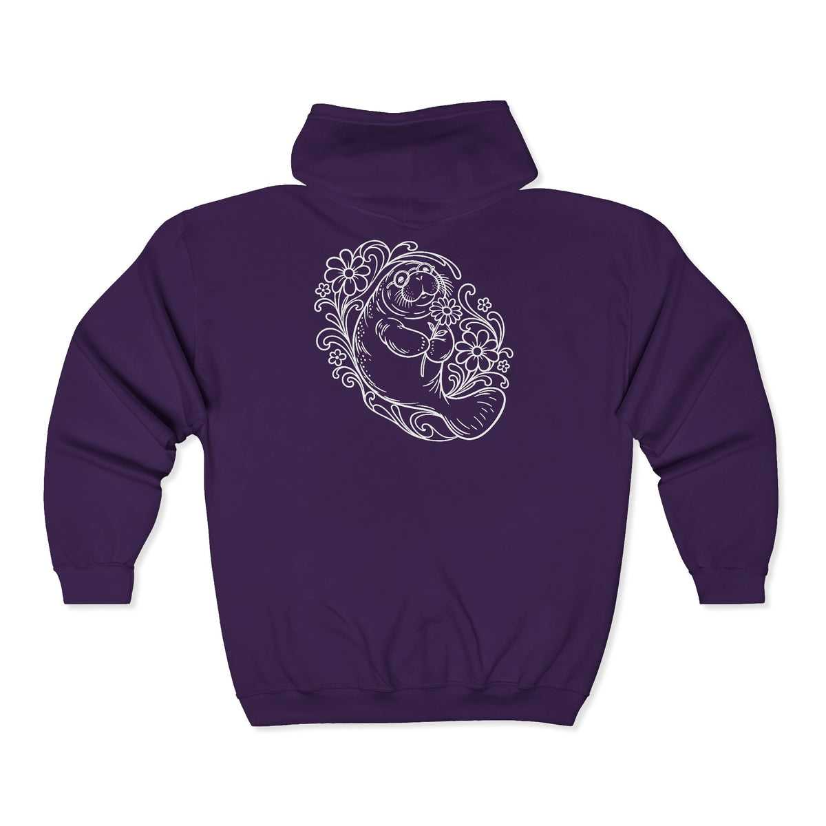 Groovy Spectacled Manatee with Daisy Zip-Up Hoodie