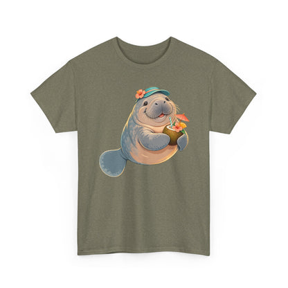 Chubby Mermaid Tropical Day Off Manatee T-Shirt