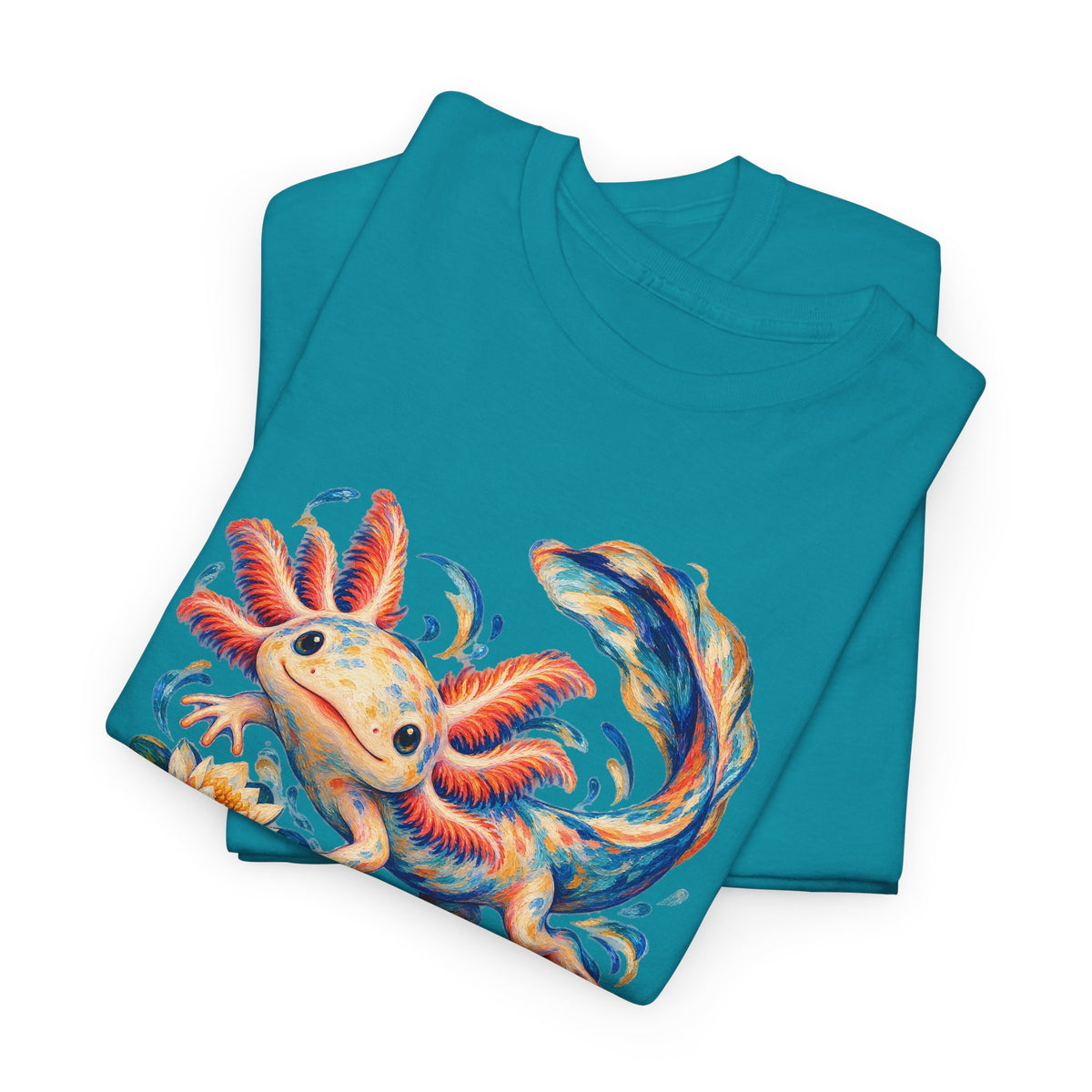 Swirling Axolotl and Lily Bloom T-Shirt