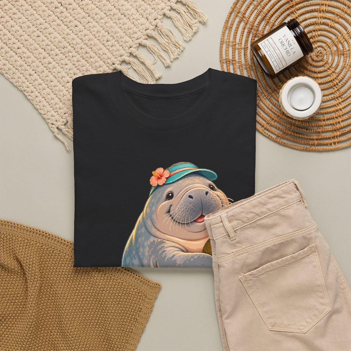 Chubby Mermaid Tropical Day Off Manatee T-Shirt