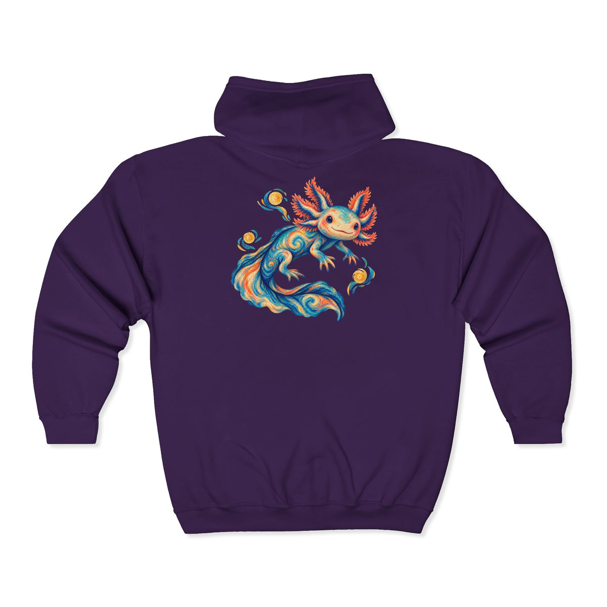 Starwater Axolotl in Turquoise and Coral Zip-Up Hoodie