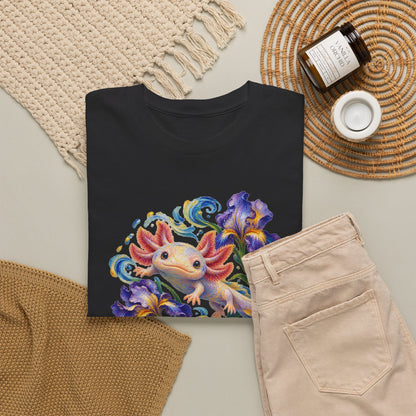 Axolotl Among Swirling Purple Irises T-Shirt