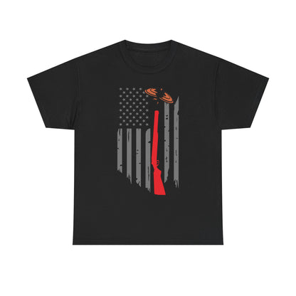 Clay Shooting American Flag T-Shirt | Patriotic Shotgun Tee
