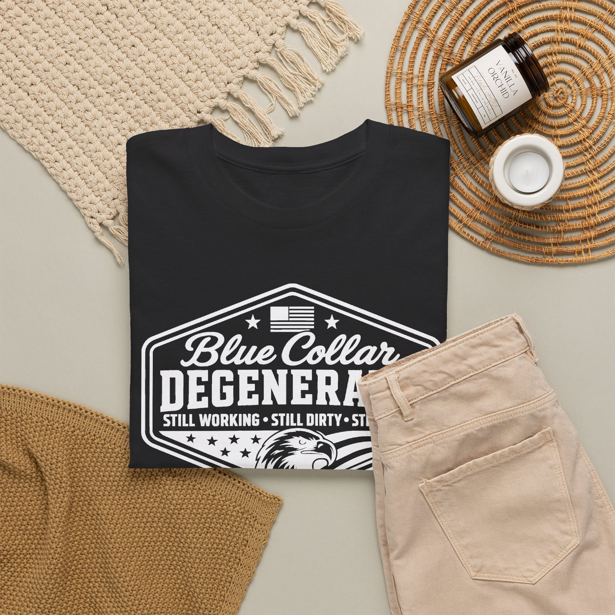Blue Collar Degenerate - White Graphic T-Shirt | Unisex Graphic Tee