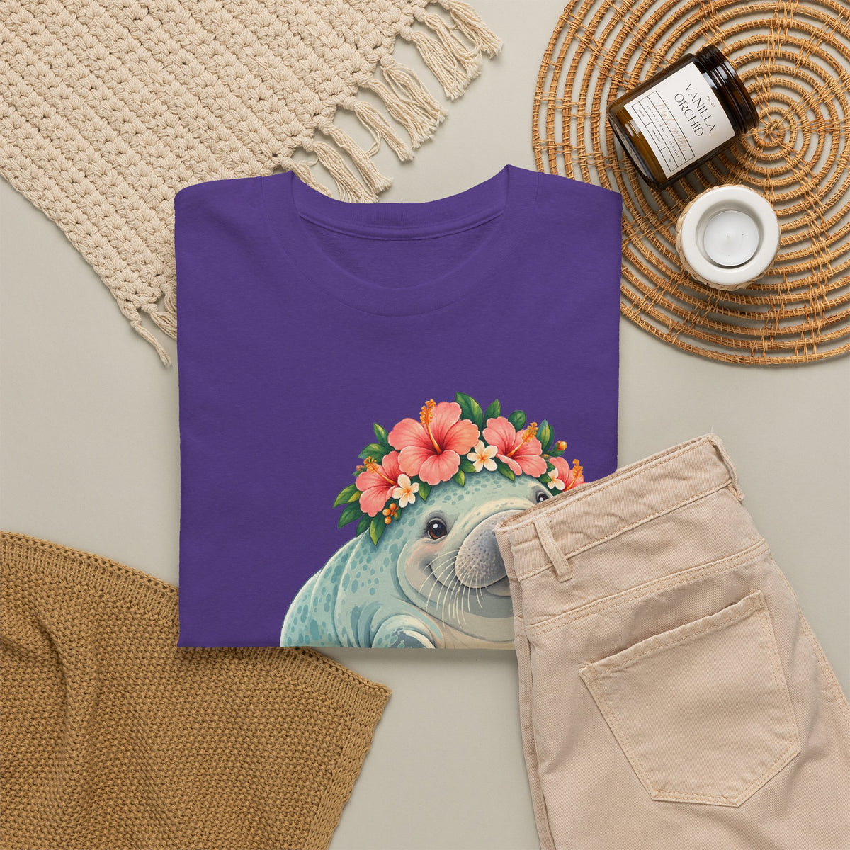 Chubby Mermaid Flower Crown Manatee T-Shirt
