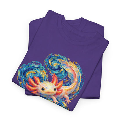 Swirling Axolotl in Turquoise Currents T-Shirt