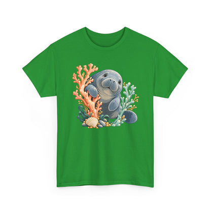 Chubby Mermaid Coral Curiosity Manatee T-Shirt
