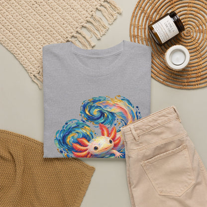Swirling Axolotl in Turquoise Currents T-Shirt