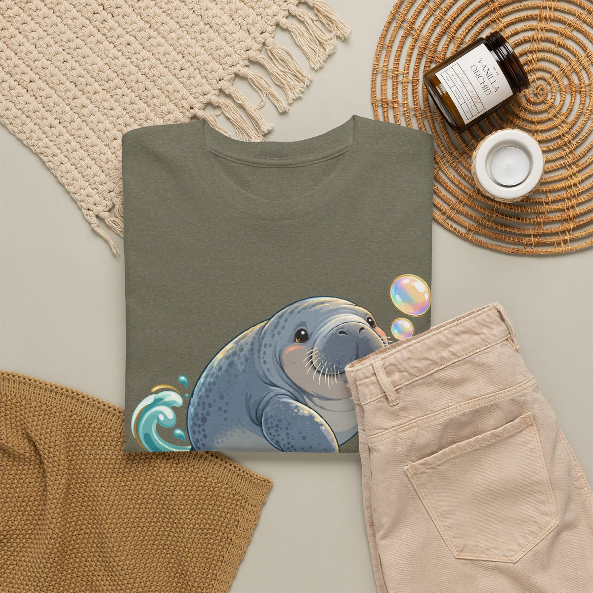 Chubby Mermaid Bubble Wishes Manatee T-Shirt