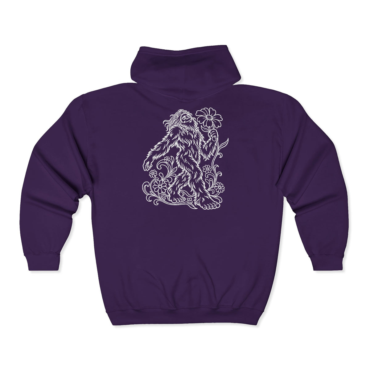 Swaying Sasquatch with a Flower Zip-Up Hoodie