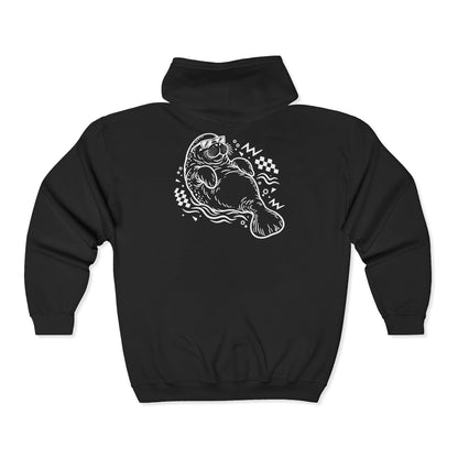 Retro floating manatee mascot Zip-Up Hoodie