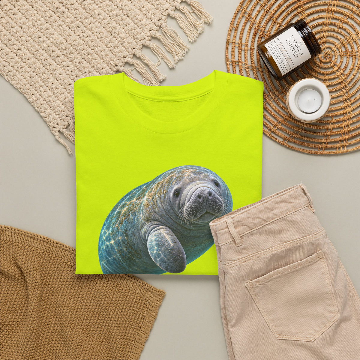 Curled Manatee in Turquoise Light T-Shirt