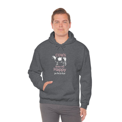 Cow Happy - Heavy Hooded Sweatshirt