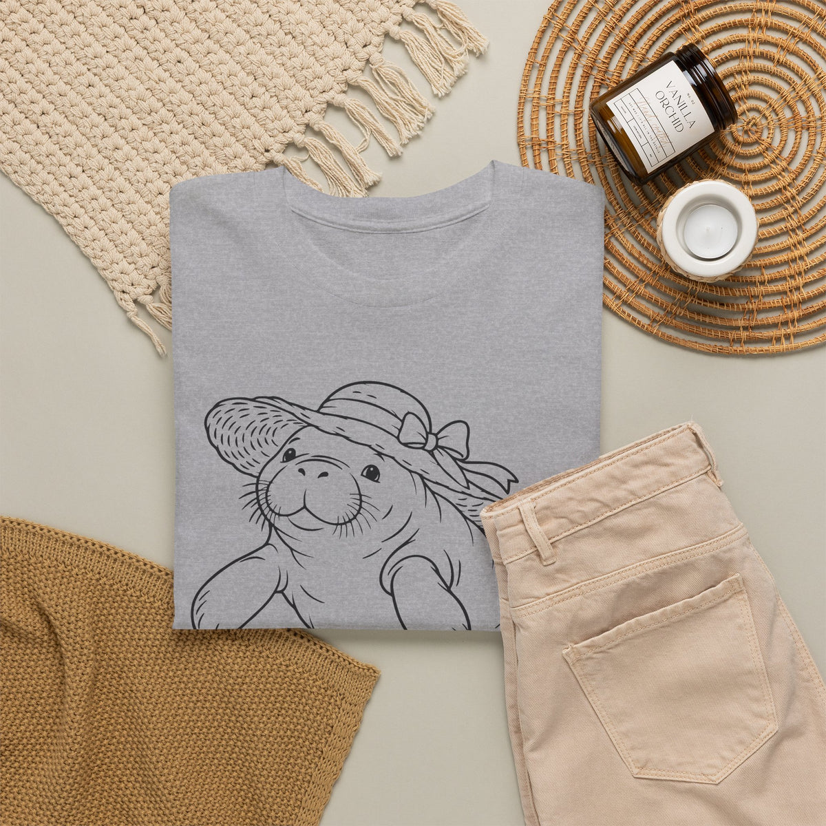 Chubby Mermaid Sunhat Sea Cow Manatee T-Shirt