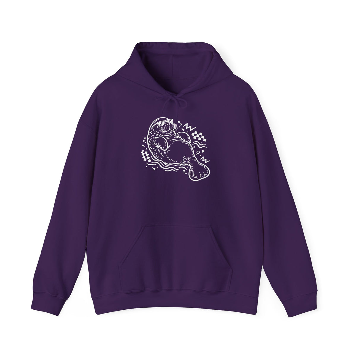 Retro floating manatee mascot Pullover Hoodie
