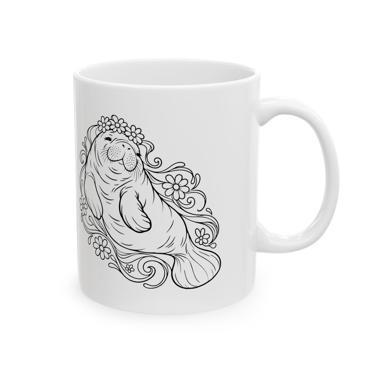 Dreamy flower-crowned manatee Mug