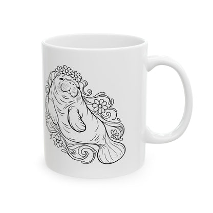 Dreamy flower-crowned manatee Mug