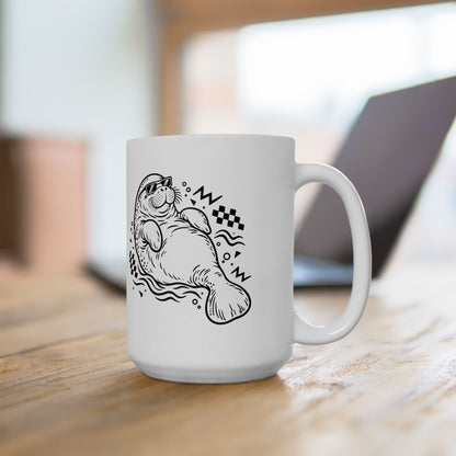 Retro floating manatee mascot Mug