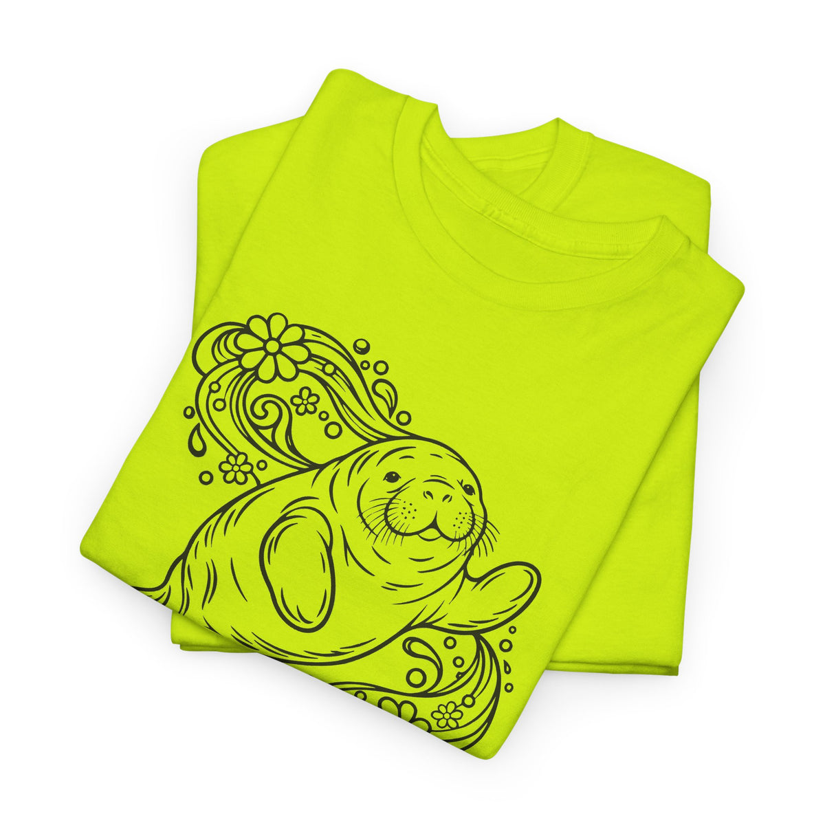 Groovy Manatee in Psychedelic Waves T-Shirt