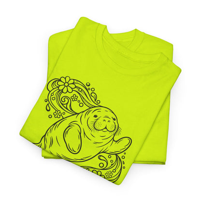 Groovy Manatee in Psychedelic Waves T-Shirt