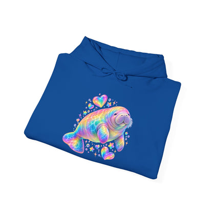 Rainbow manatee hearts and stars Pullover Hoodie