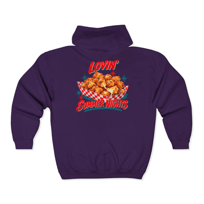 Lovin’ Cheese Curds & Summer Nights – Gildan 18600 Zip-Up Hoodie | 002a-v2