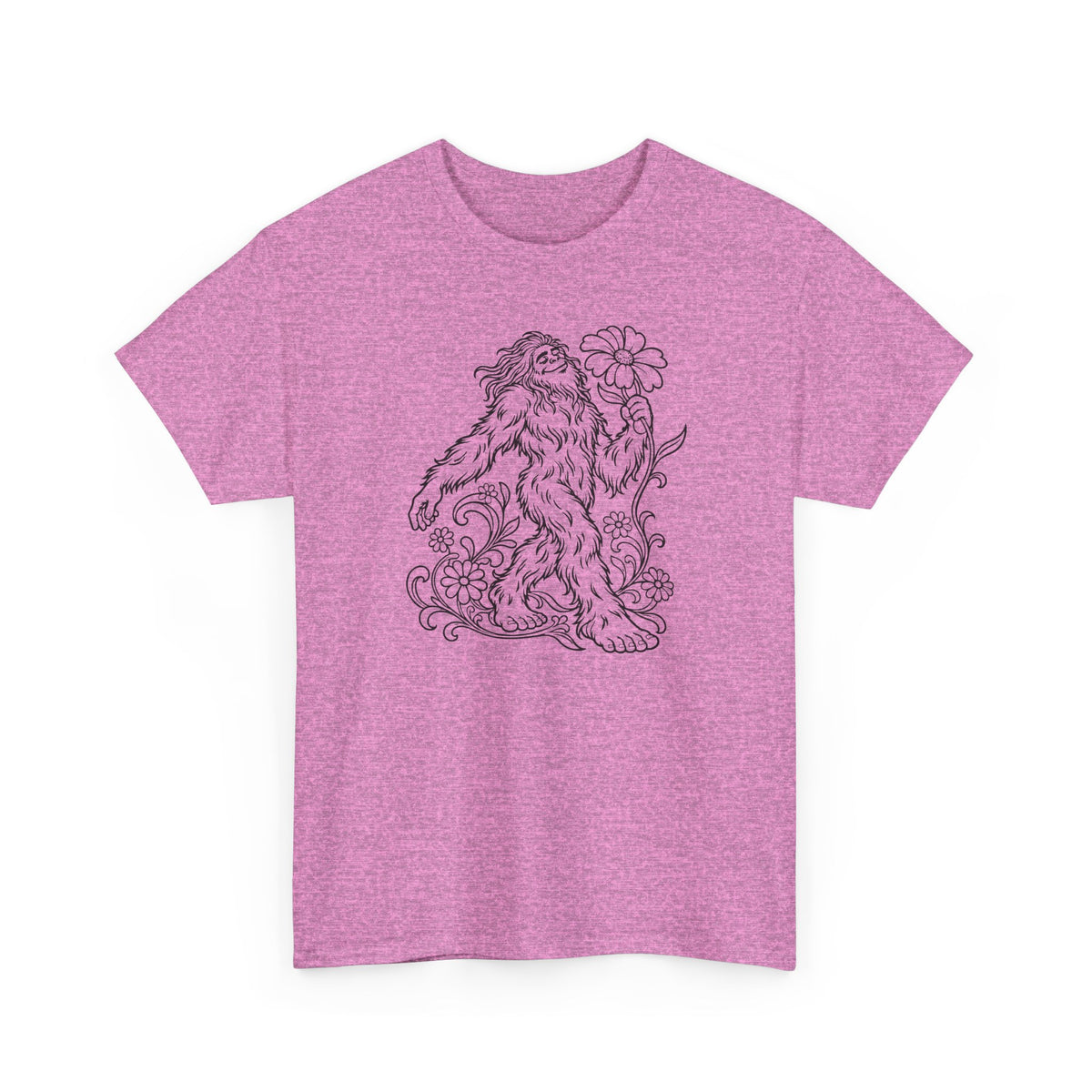 Swaying Sasquatch with a Flower T-Shirt