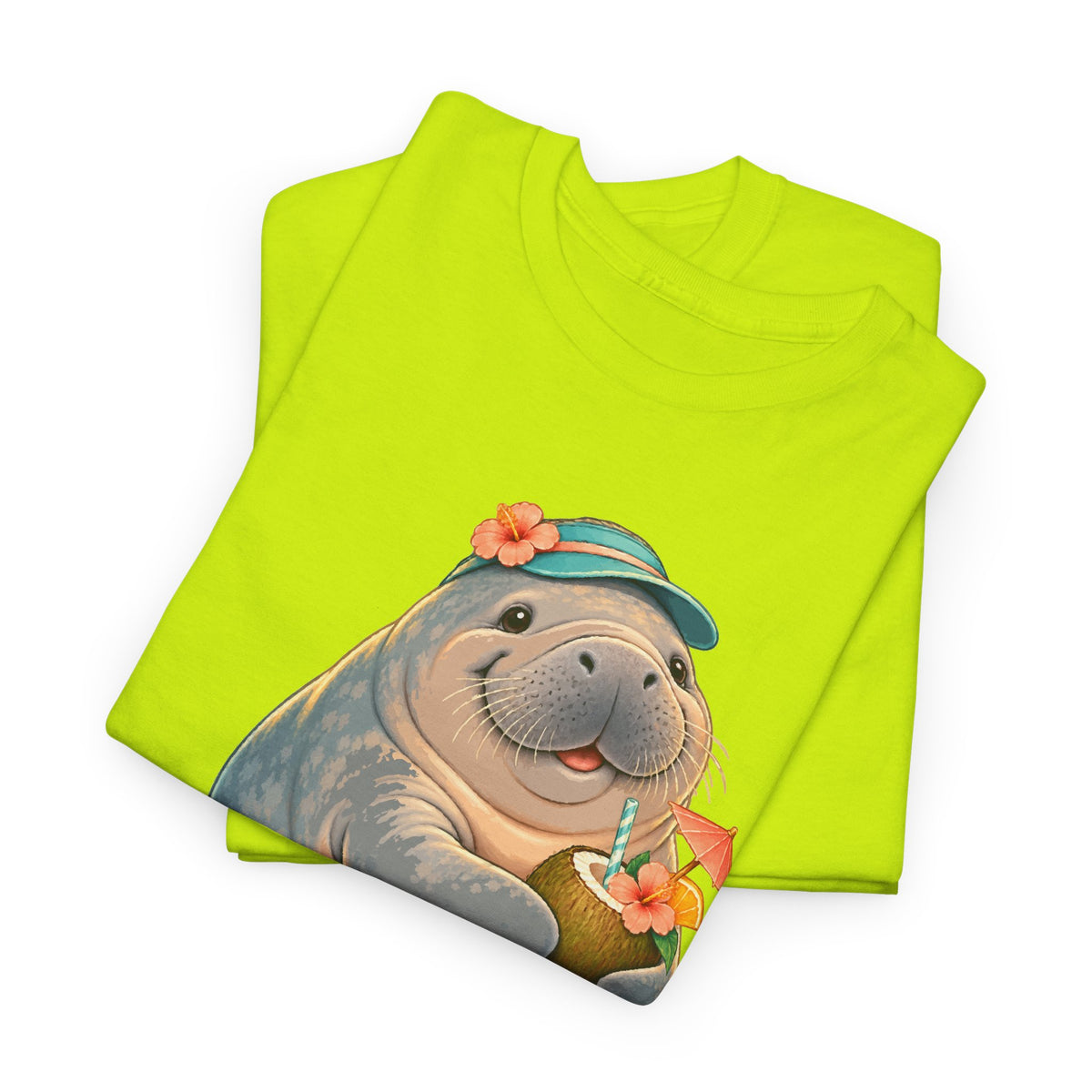 Chubby Mermaid Tropical Day Off Manatee T-Shirt