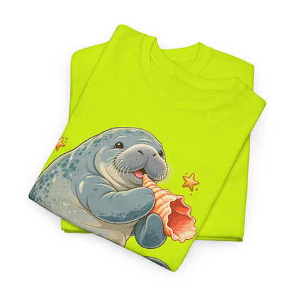 Chubby Mermaid Seashell Serenade Manatee T-Shirt