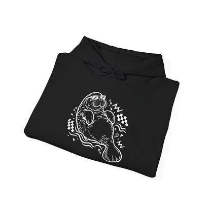 Retro floating manatee mascot Pullover Hoodie