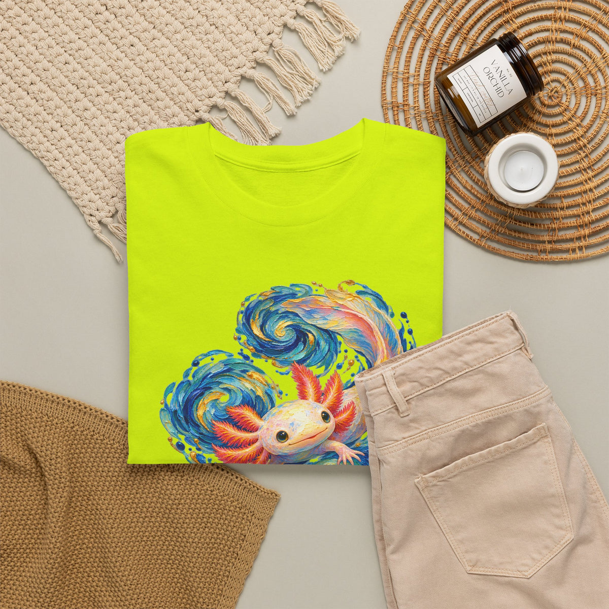 Swirling Axolotl in Turquoise Currents T-Shirt