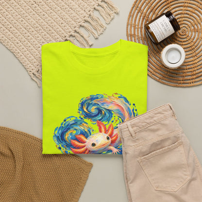 Swirling Axolotl in Turquoise Currents T-Shirt