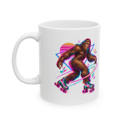 Neon Bigfoot on Roller Skates Mug