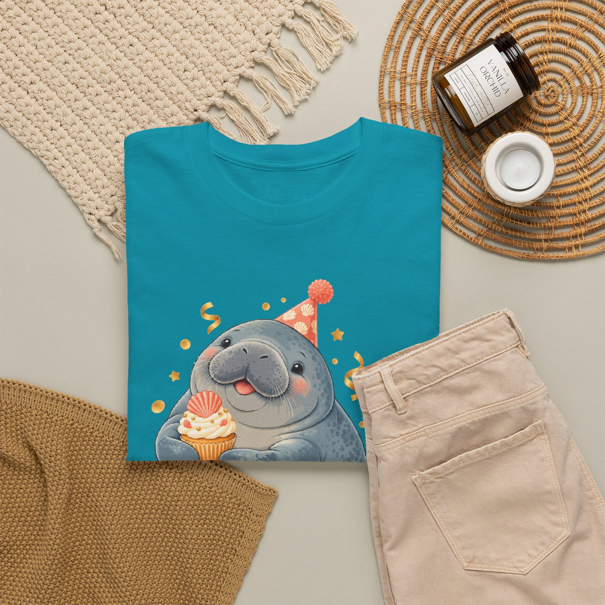 Chubby Mermaid Party at the Sandbar Manatee T-Shirt