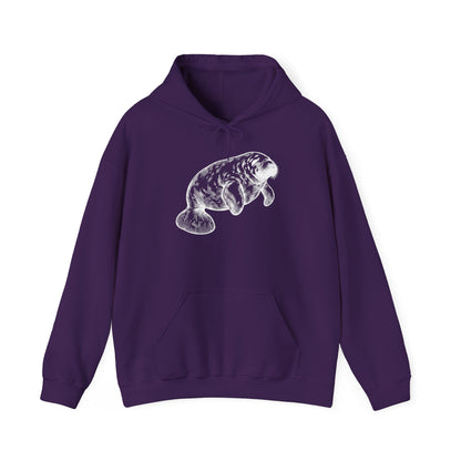Slow Water Manatee Engraving Pullover Hoodie