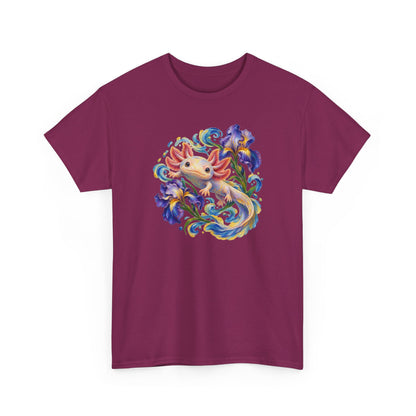 Axolotl Among Swirling Purple Irises T-Shirt