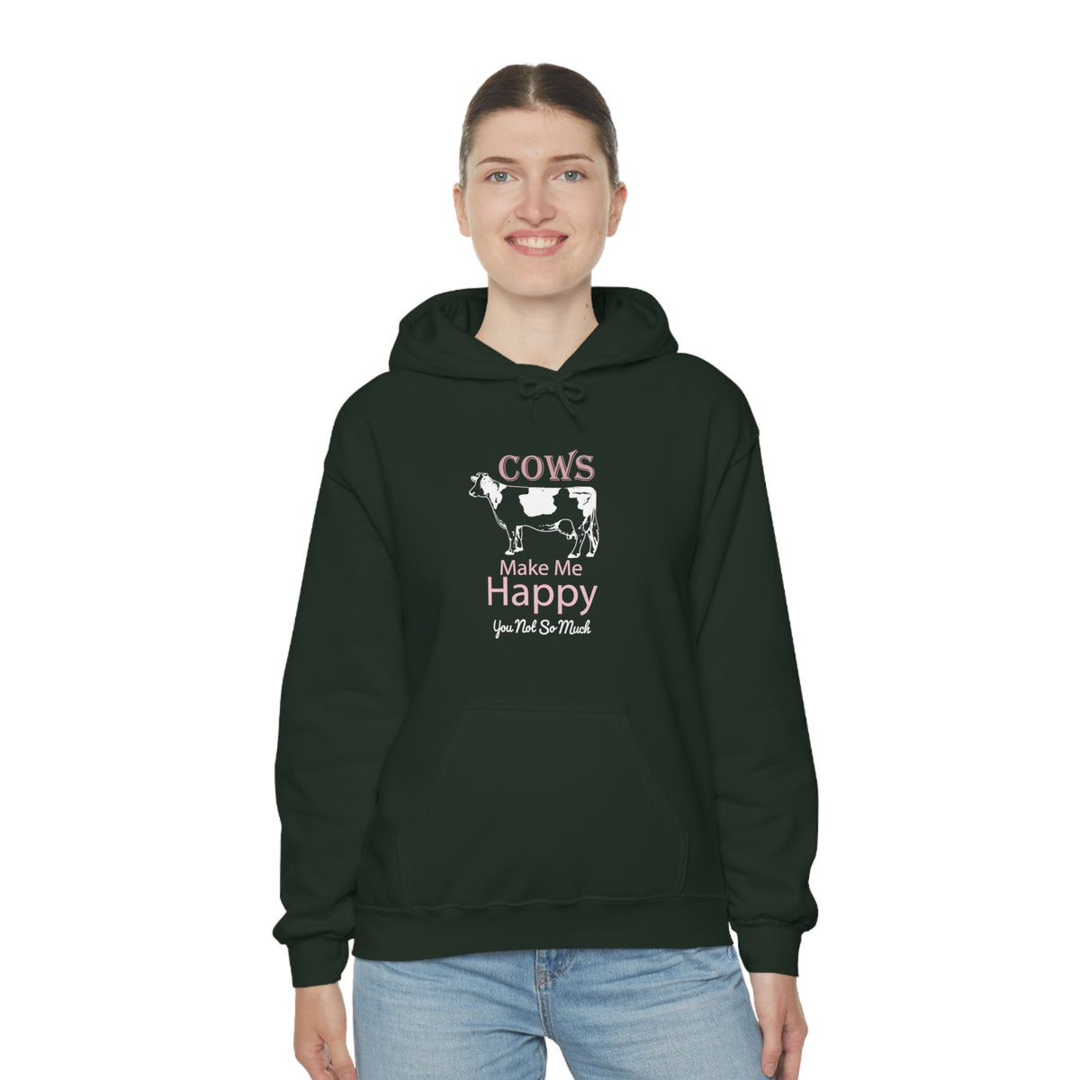 Cow Happy - Heavy Hooded Sweatshirt