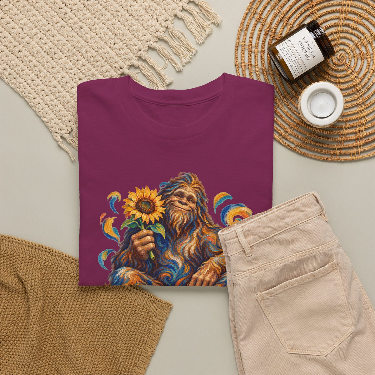 Sunflower Rest with a Shaggy Bigfoot T-Shirt