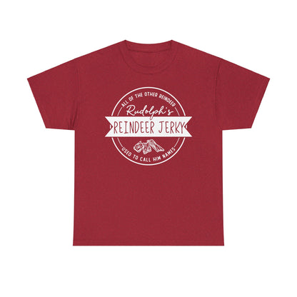 Rudolph’s Reindeer Jerky T-Shirt | Christmas Humor – White Ink