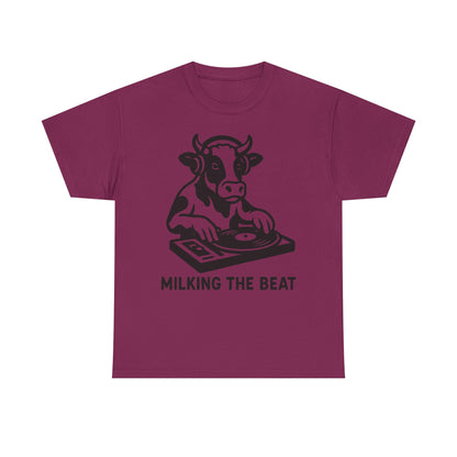 Milking the Beat DJ Cow T-Shirt | Funny Music & Farm Tee