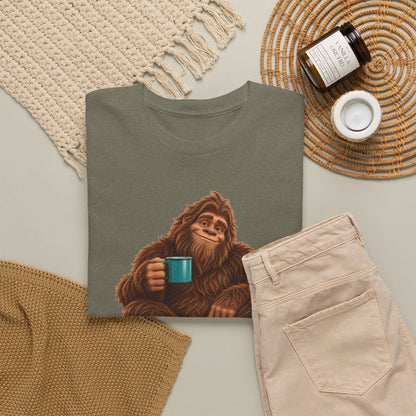Cozy Camper Bigfoot with Teal Mug T-Shirt