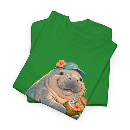 Chubby Mermaid Tropical Day Off Manatee T-Shirt