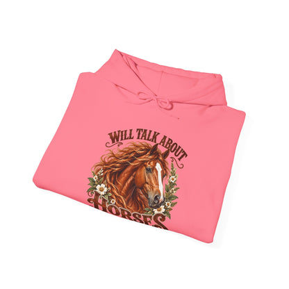 Will Talk About Horses – Safety Green/Pink Gildan 18500 Hoodie | 019