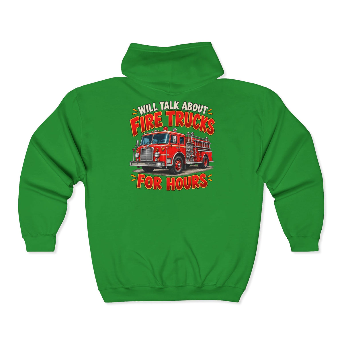 Will Talk About Fire Trucks – Gildan 18600 Zip-Up Hoodie | 020