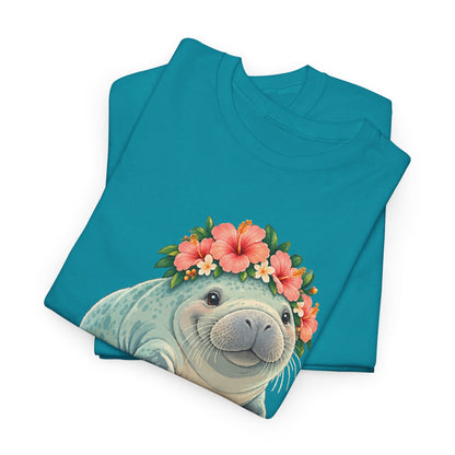 Chubby Mermaid Flower Crown Manatee T-Shirt