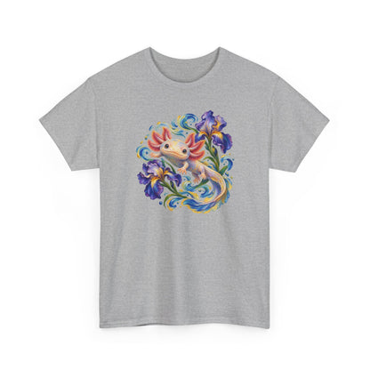 Axolotl Among Swirling Purple Irises T-Shirt