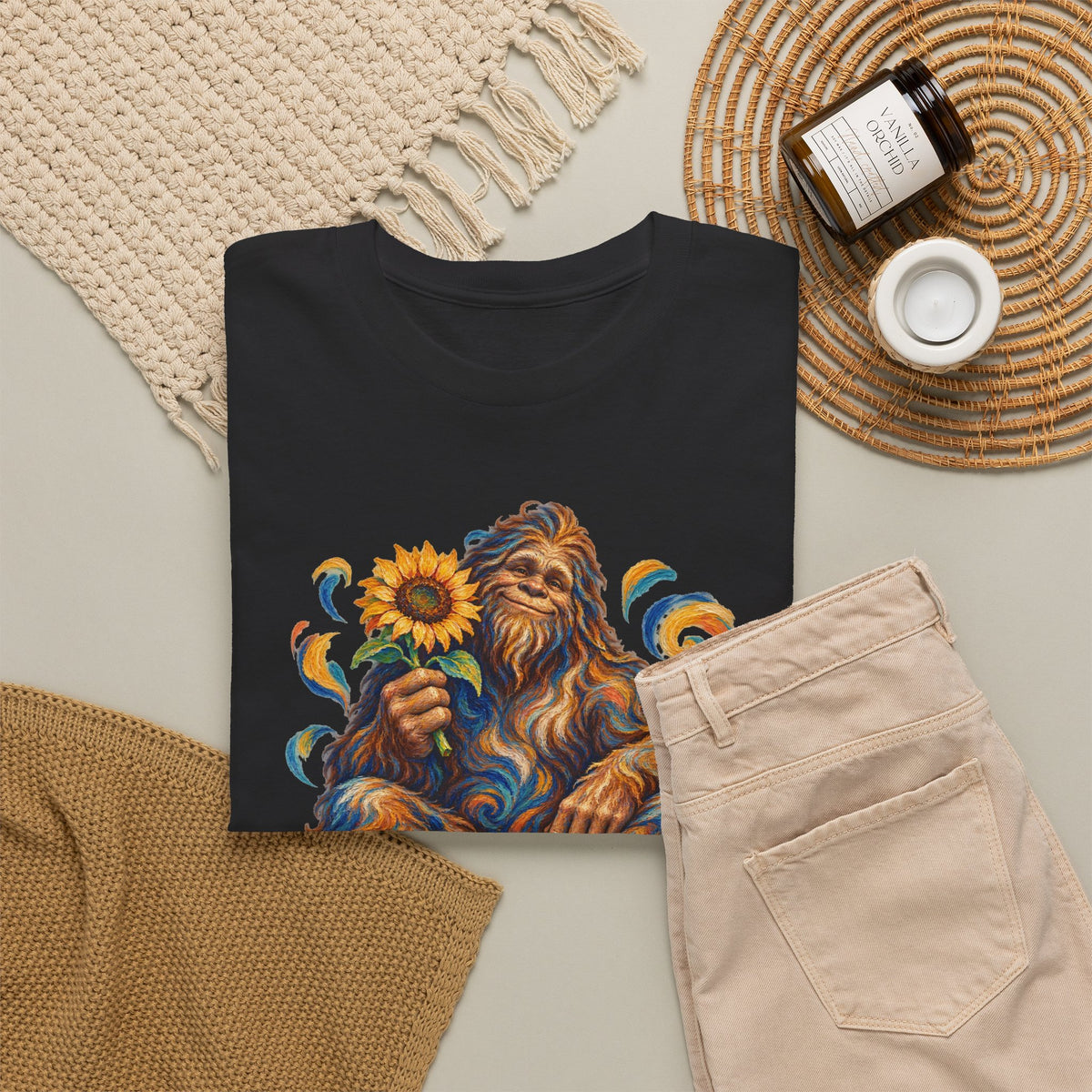 Sunflower Rest with a Shaggy Bigfoot T-Shirt