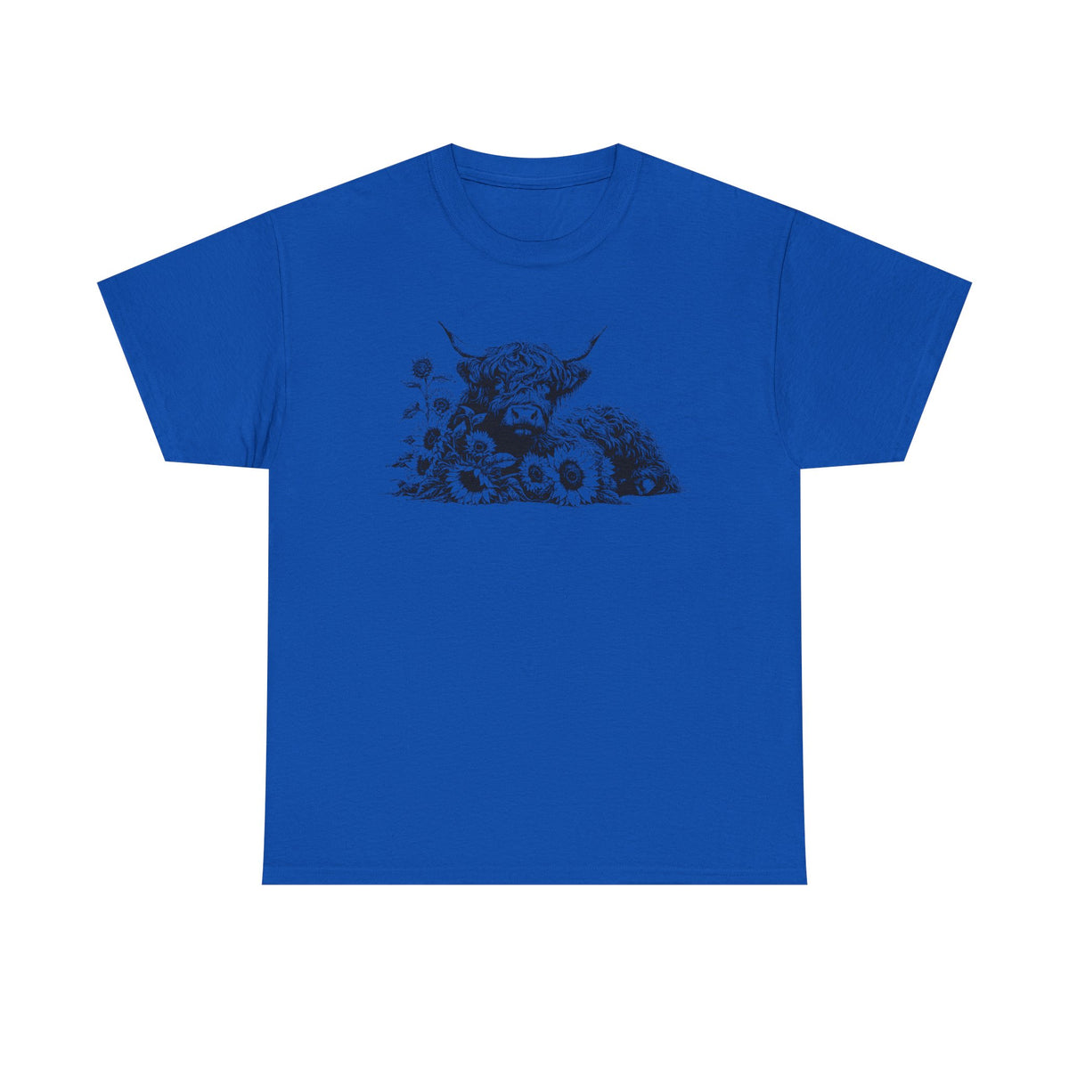 Highland Cow and Sunflowers T-Shirt | Vintage Farm Animal Tee