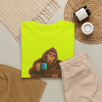 Cozy Camper Bigfoot with Teal Mug T-Shirt