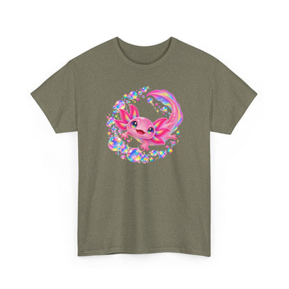 Bubblegum Axolotl in Rainbow Bubbles T-Shirt
